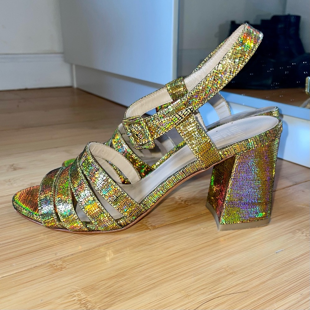 Maryam Nassir Zadeh Palma high heel sandals in Gold Iridescent
